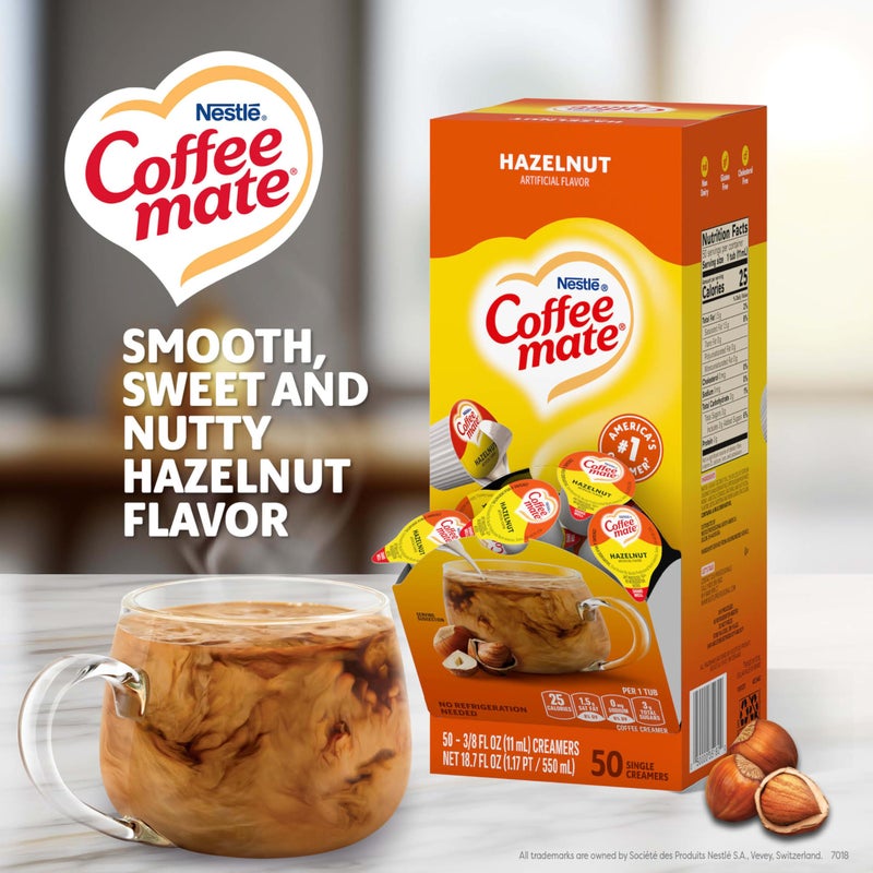 Coffee Mate Nestle Coffee mate Coffee Creamer, Hazelnut, Liquid Creamer Singles, Non Dairy, No Refrigeration, 0.375 fl oz Tubs (Pack of 200) - Image 2